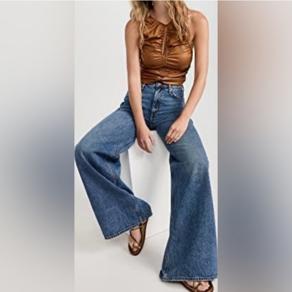 Free People/ Ride Along Cowgirl/ Sleeveless Vegan Leather Top/ Size US L - Picture 2 of 12